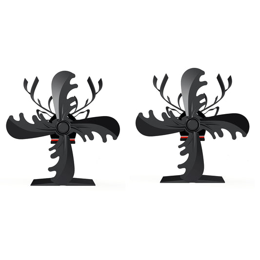 2Pcs 4 Blade Fireplace Wood Stove Fan Heat Self-Powered Fan Thermal Eco Fan
