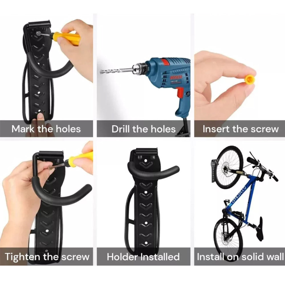 2Pcs Bicycle Wall Mount Rack Garage Bike Stand Holder Storage Hanger Hook