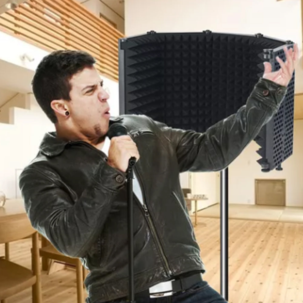 5 Panel Microphone Isolation Shield Acoustic Sound Shield Absorbing Foams