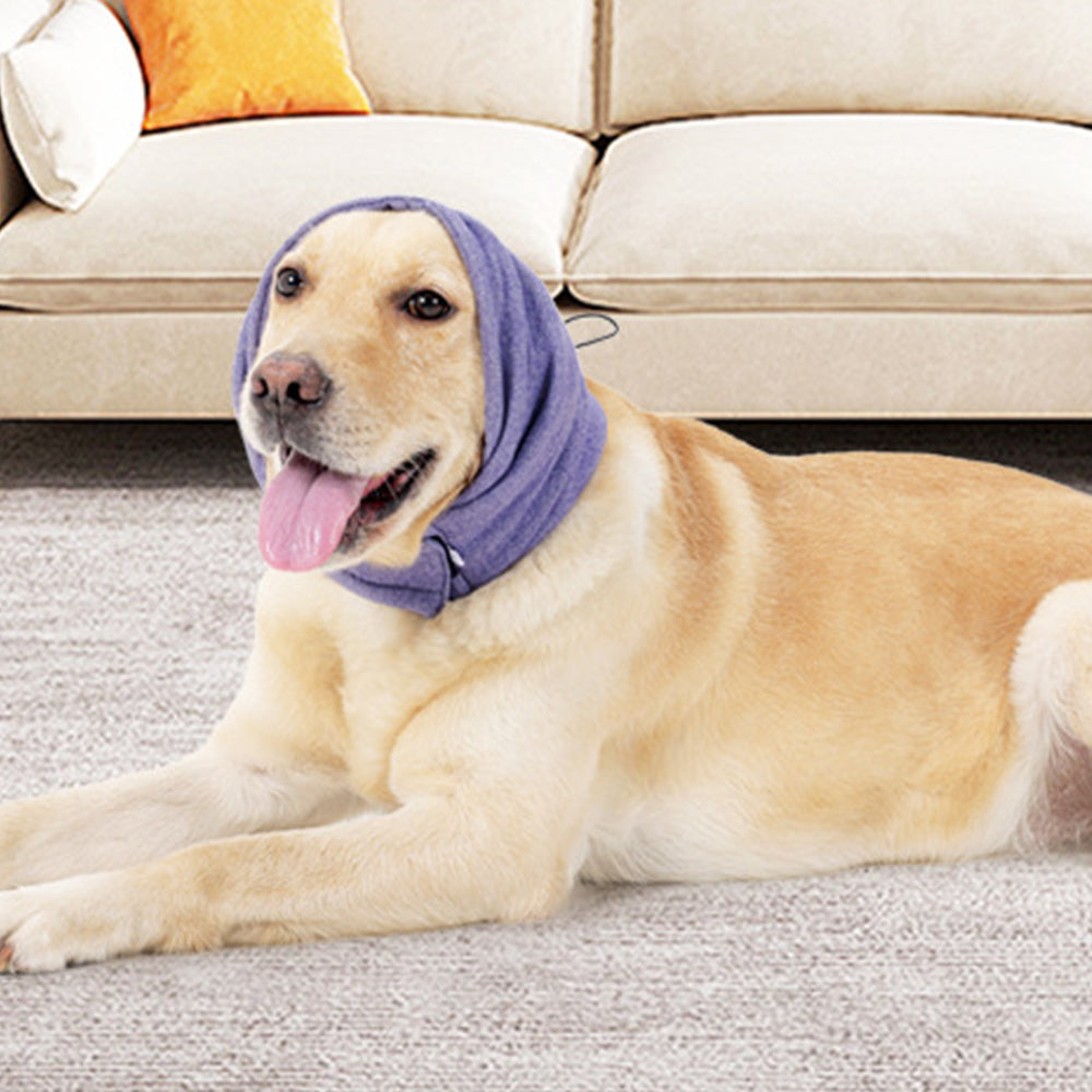 Dog Ear Wrap Calming Hoodie Anxiety Relief Noise Protection Earmuff Purple L