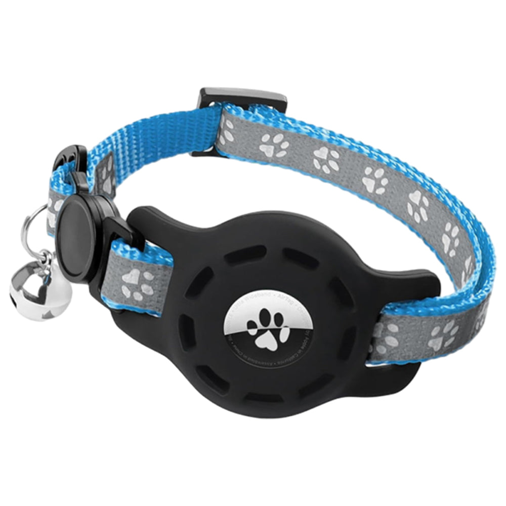 Reflective Airtag Pet Collar with Bell AirTag Case Holder for Apple AirTag Blue