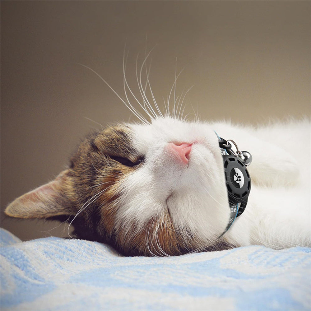 Reflective Airtag Pet Collar with Bell AirTag Case Holder for Apple AirTag Blue
