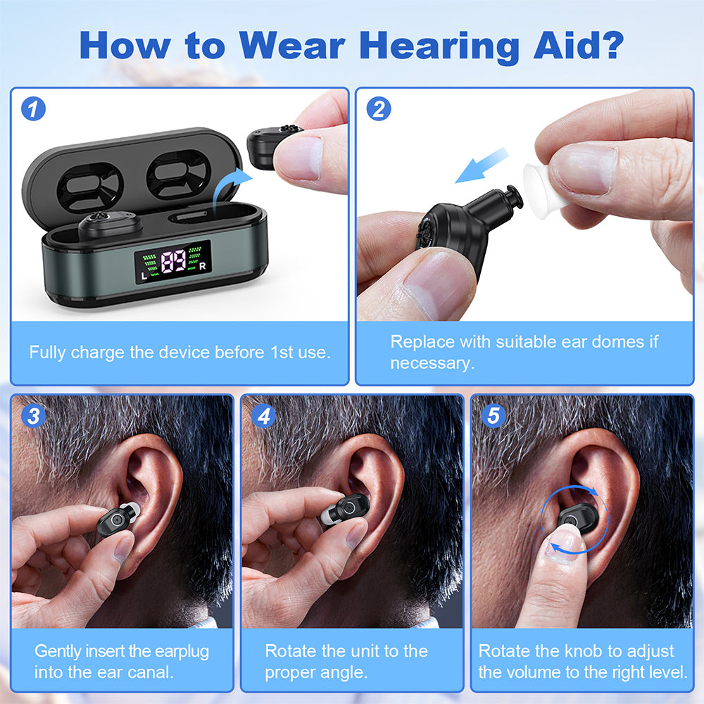 Digital In-Ear Hearing Aids Rechargeable Sound Amplifier for Seniors Hearing Loss