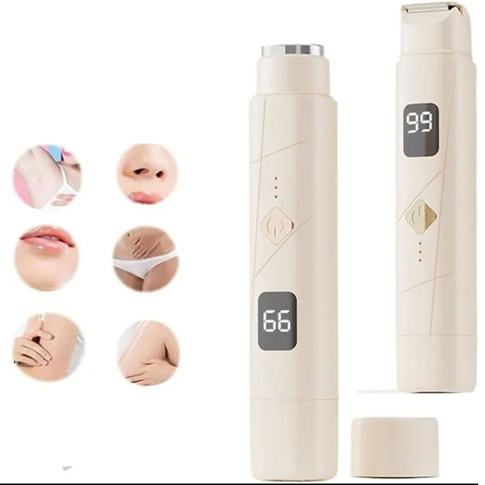 2-in-1 Women Electric Shaver Dual Head Bikini Trimmer Body Hair Trimmer Facial Hair Remover