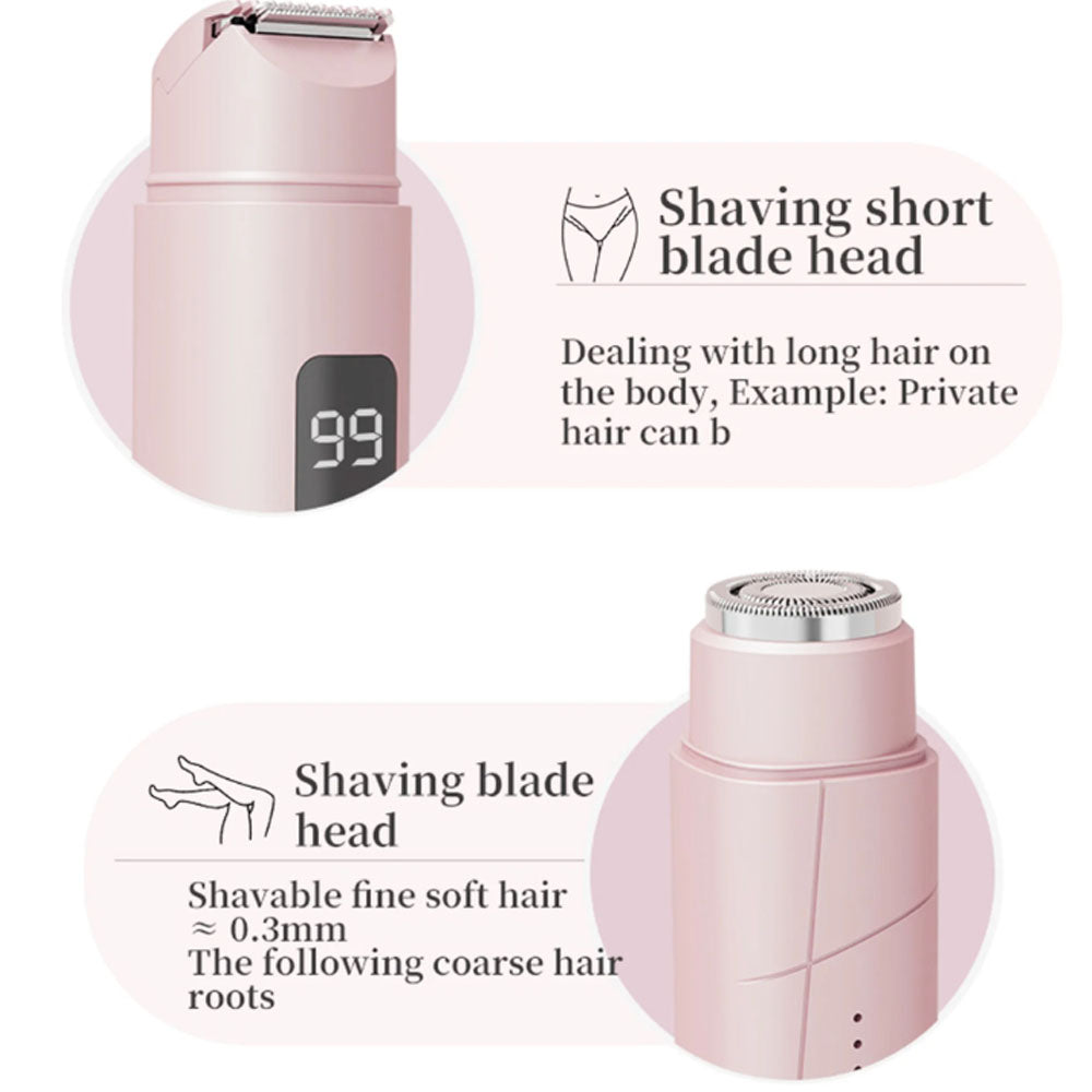 2-in-1 Women Electric Shaver Dual Head Bikini Trimmer Body Hair Trimmer Facial Hair Remover