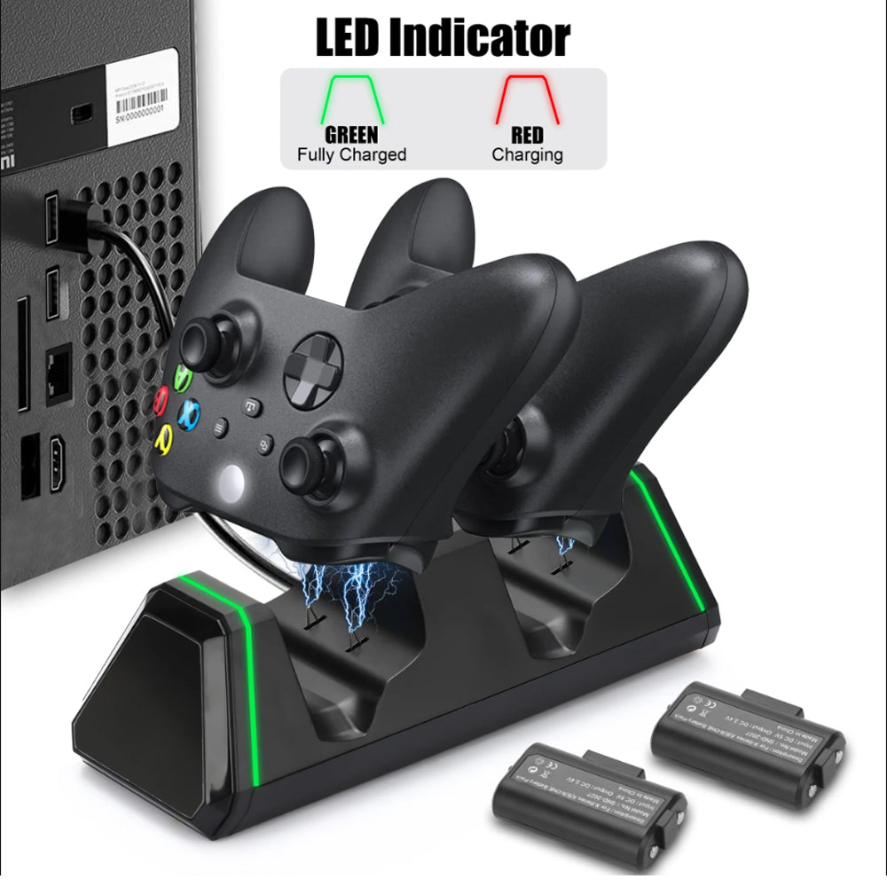 USB Powered Wireless Charging Dock for Dual Controllers Fit for Xbox One Series S/X Controller