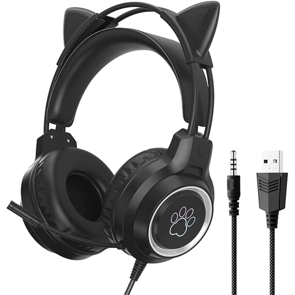 RGB Lighting Gaming Headset Cat Ear Headphone with Microphone