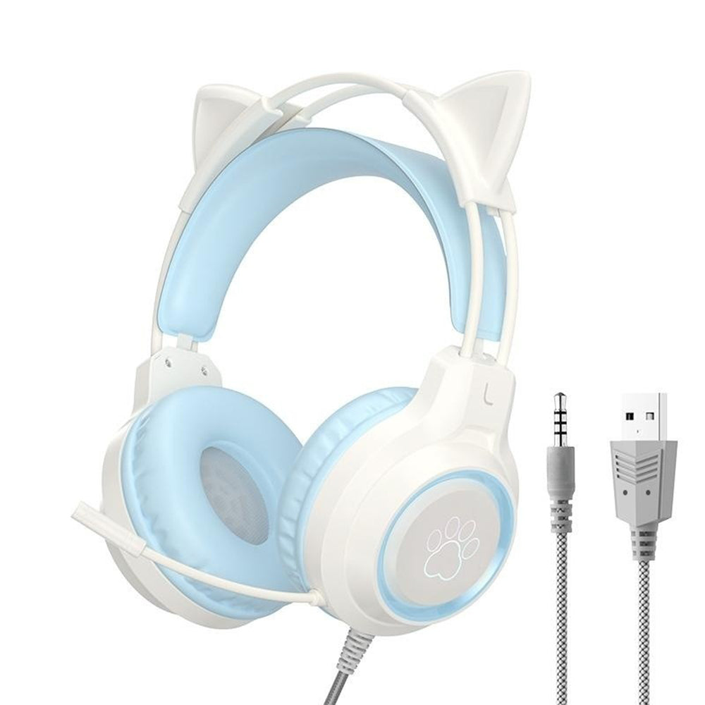 RGB Lighting Gaming Headset Cat Ear Headphone with Microphone