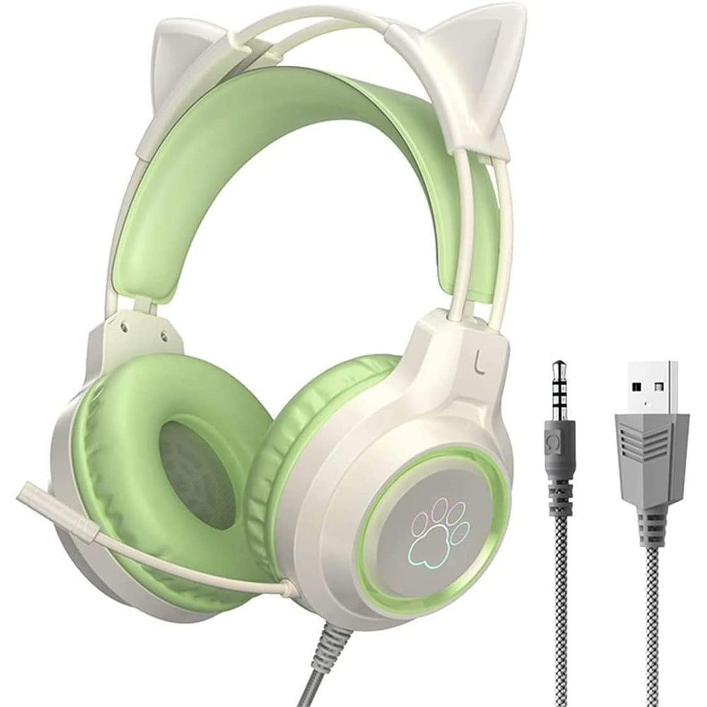 RGB Lighting Gaming Headset Cat Ear Headphone with Microphone