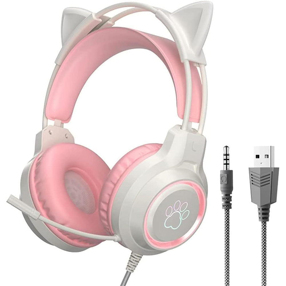 RGB Lighting Gaming Headset Cat Ear Headphone with Microphone