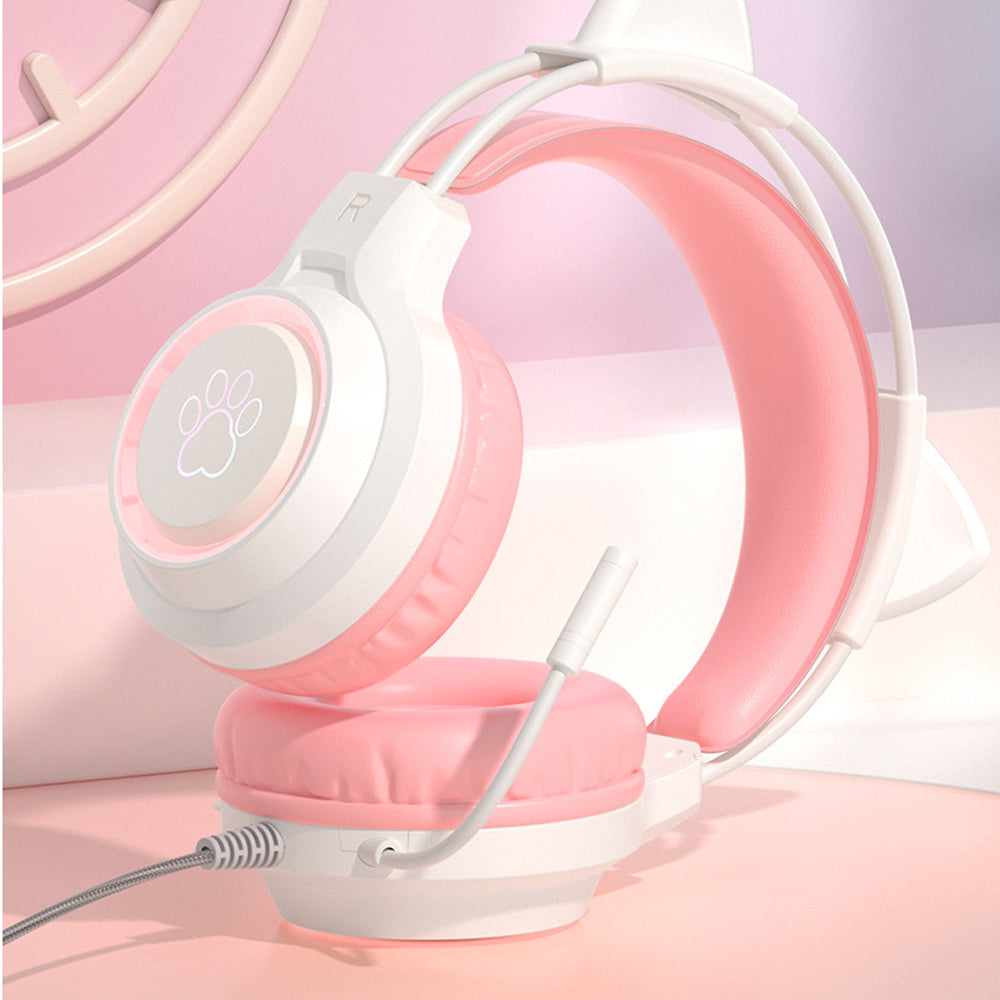 RGB Lighting Gaming Headset Cat Ear Headphone with Microphone