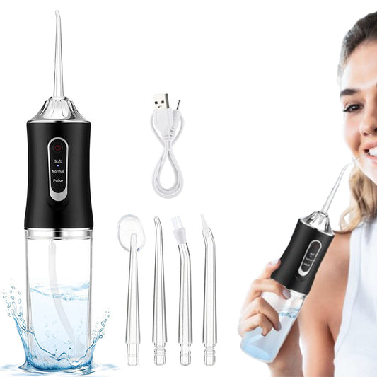 Cordless Water Dental Flosser Portable Oral Irrigator with Nozzles for Teeth Cleaning
