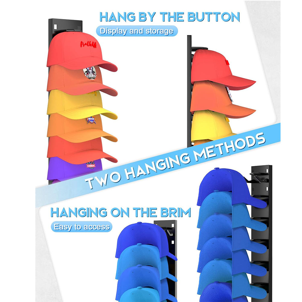 Multi-Tier Baseball Cap Organizer Wall Mounted Hat Storage Rack Display Holder