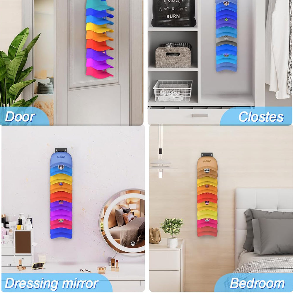 Multi-Tier Baseball Cap Organizer Wall Mounted Hat Storage Rack Display Holder