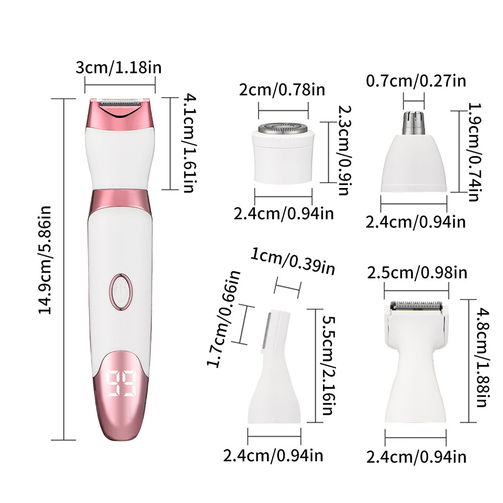 5-in-1 Electric Shaver with LED Display Rechargeable Hair Trimmer for Women