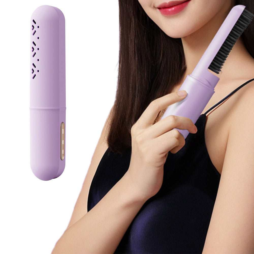 Cordless Hair Straightener Brush Rechargeable Fast Heating Comb for Travel Outdoors