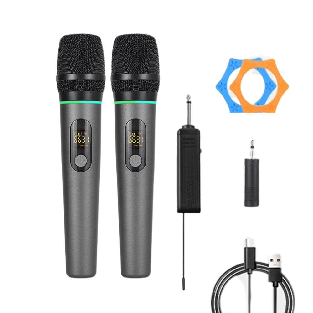 2-in-1 Wireless Microphone Set with Digital Display for Karaoke Weddings DJs Speech Classroom Use