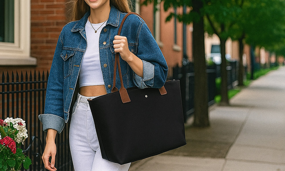Water Resistant Tote Bag for Women Large Capacity Zipper Shoulder Bag