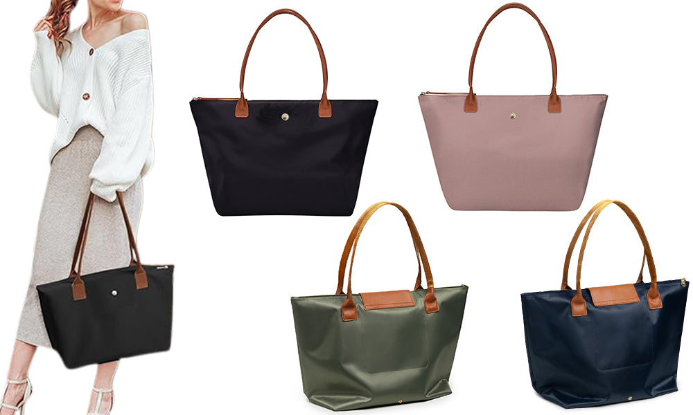 Water Resistant Tote Bag for Women Large Capacity Zipper Shoulder Bag