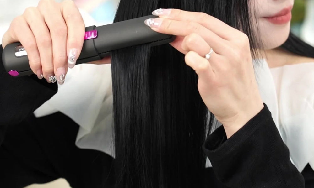 2-in-1 Cordless Hair Straightener Brush Set Straightening and Curling Flat Iron