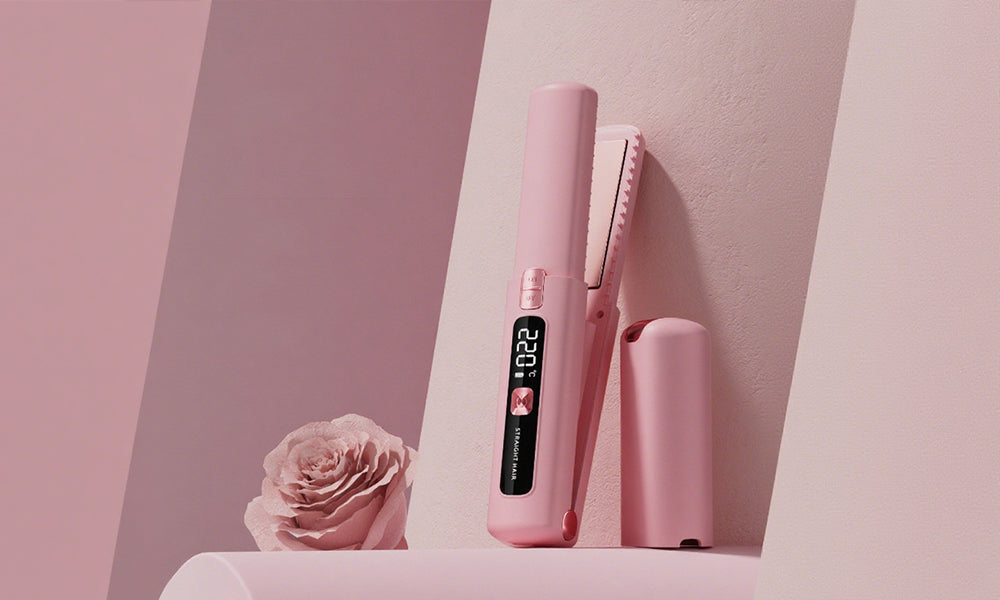 2-in-1 Cordless Hair Straightener Brush Set Straightening and Curling Flat Iron