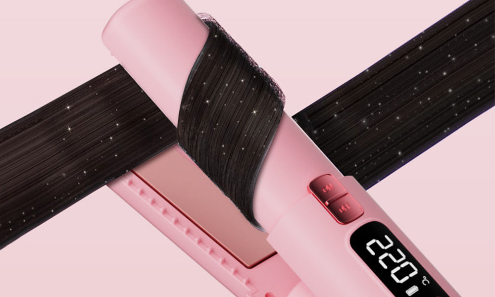 2-in-1 Cordless Hair Straightener Brush Set Straightening and Curling Flat Iron