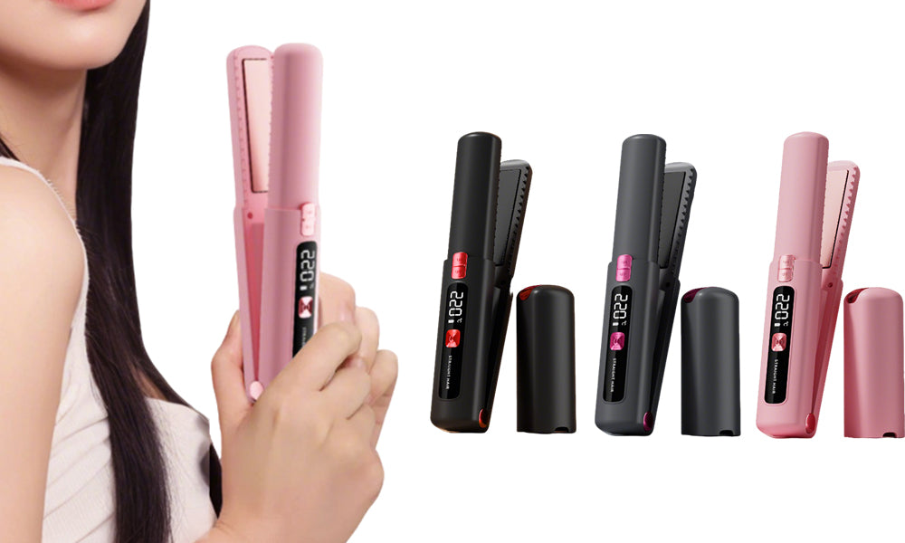 2-in-1 Cordless Hair Straightener Brush Set Straightening and Curling Flat Iron