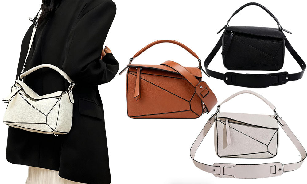 Solid Color Geometric Crossbody Bag with Adjustable Strap