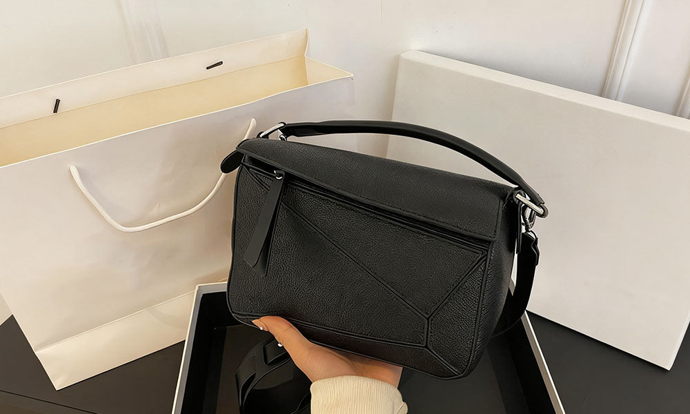 Solid Color Geometric Crossbody Bag with Adjustable Strap