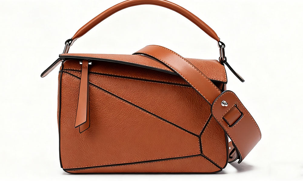 Solid Color Geometric Crossbody Bag with Adjustable Strap