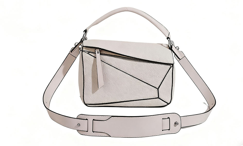 Solid Color Geometric Crossbody Bag with Adjustable Strap
