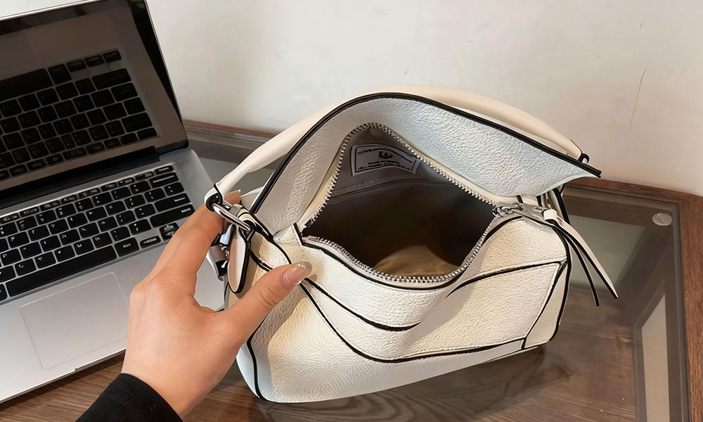 Solid Color Geometric Crossbody Bag with Adjustable Strap