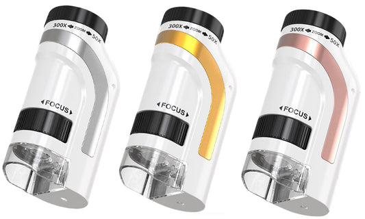 50X-300X Handheld Microscope Toy with LED Lights Portable Pocket Zoom