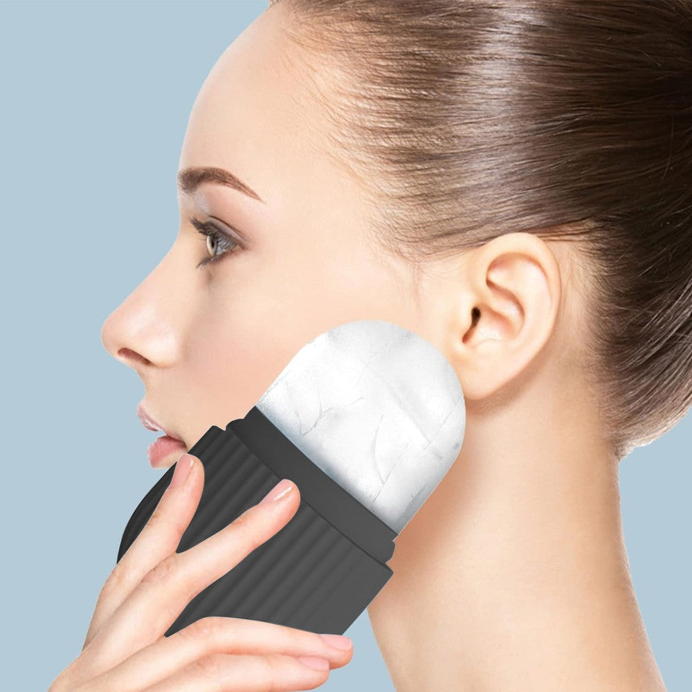 1Pc Silicone Facial Ice Cube Massager Reusable Face Ice Roller Mold - Black