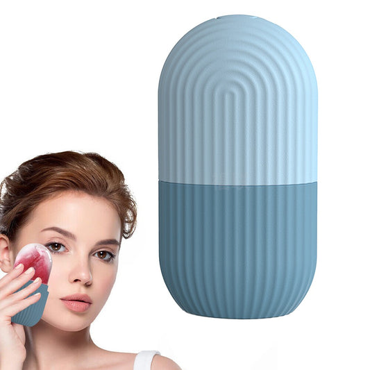 1Pc Silicone Facial Ice Cube Massager Reusable Face Ice Roller Mold - Blue