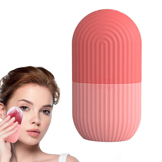 1Pc Silicone Facial Ice Cube Massager Reusable Face Ice Roller Mold - Pink