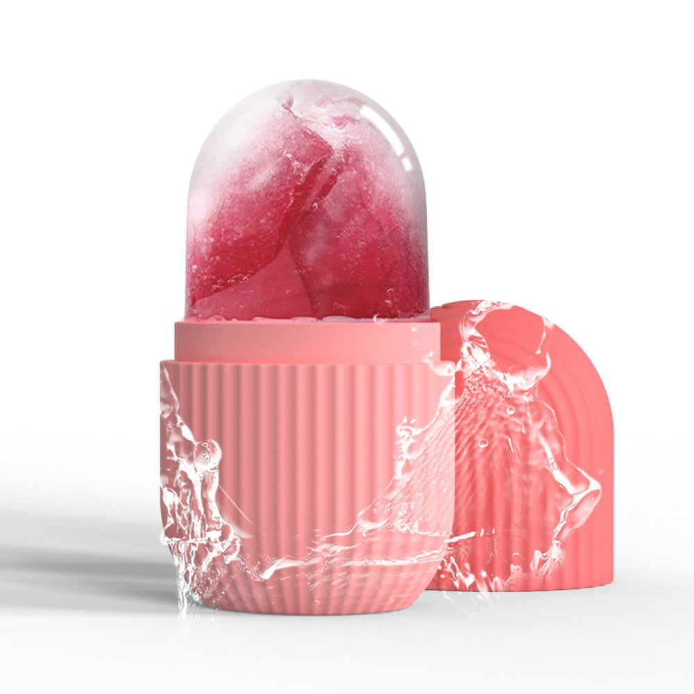 1Pc Silicone Facial Ice Cube Massager Reusable Face Ice Roller Mold - Pink