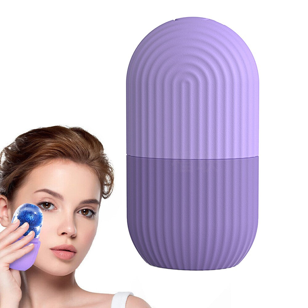 1Pc Silicone Facial Ice Cube Massager Reusable Face Ice Roller Mold - Purple