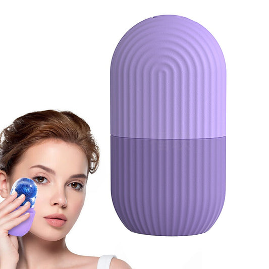 1Pc Silicone Facial Ice Cube Massager Reusable Face Ice Roller Mold - Purple