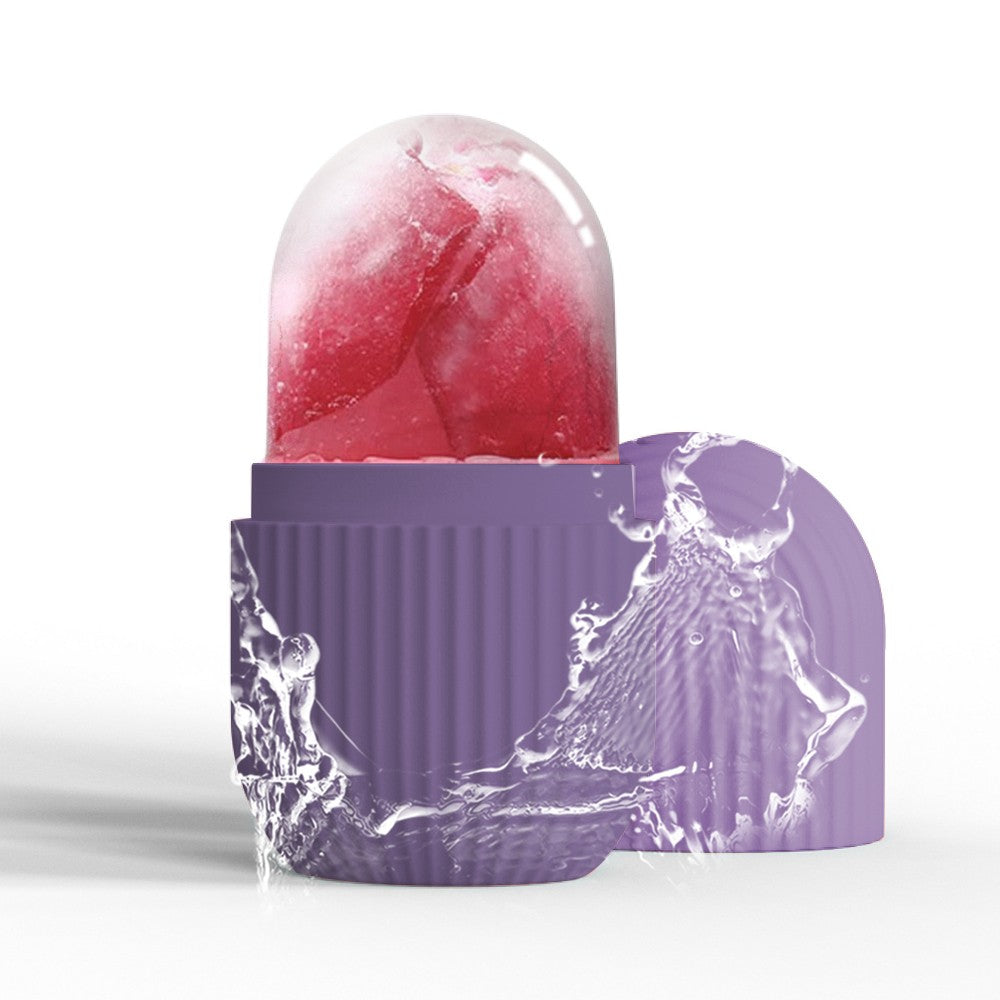 1Pc Silicone Facial Ice Cube Massager Reusable Face Ice Roller Mold - Purple