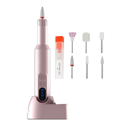 Electric Nail Drill Kit USB Rechargeable Manicure Polishing Tool - Pink