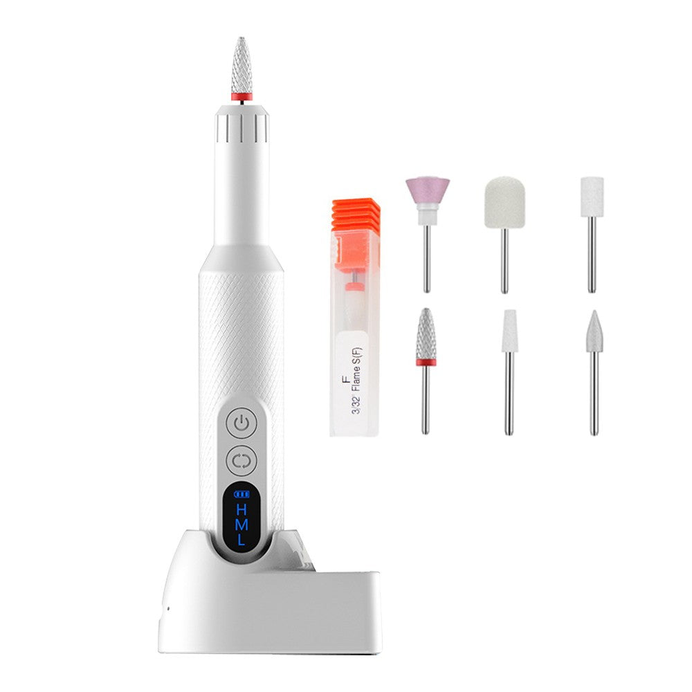 Electric Nail Drill Kit USB Rechargeable Manicure Polishing Tool - White