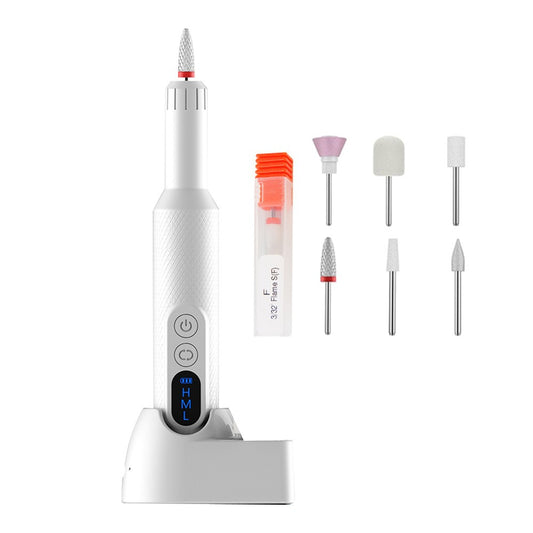 Electric Nail Drill Kit USB Rechargeable Manicure Polishing Tool - White