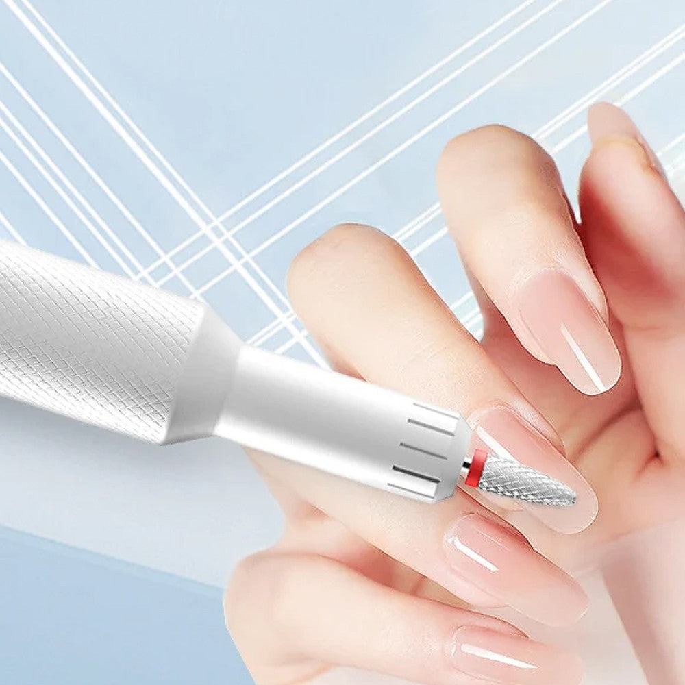 Electric Nail Drill Kit USB Rechargeable Manicure Polishing Tool - White