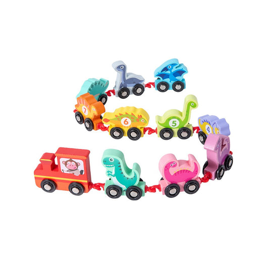 11-Piece Wooden Dinosaur Train Toy Set Toddler Montessori Educational Toy