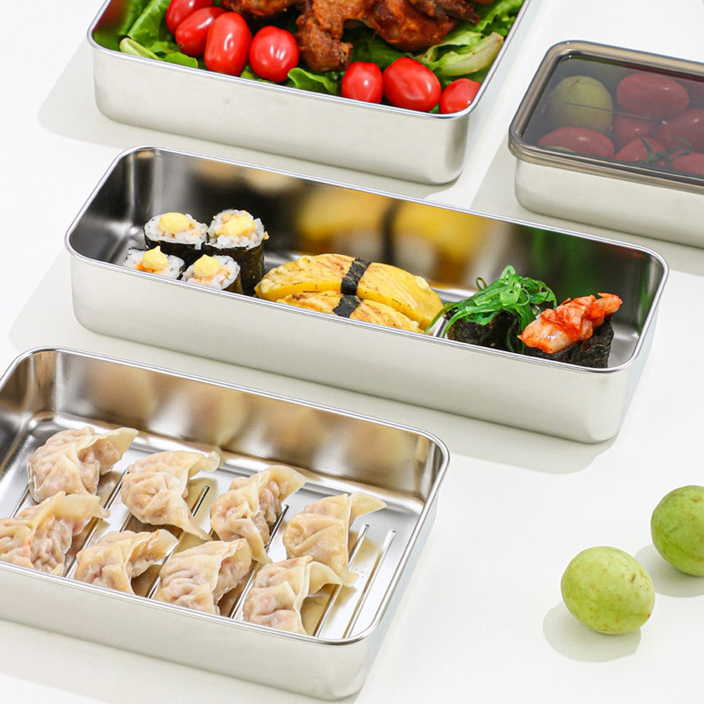 4-Piece Stainless Steel Food Storage Container Set for Refrigerator (with Lid)