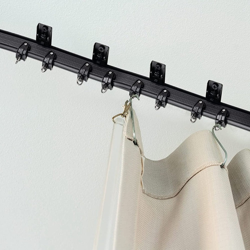 5m Bendable Flexible Curtain Track Set Curtain Rails for Bay Window - Black