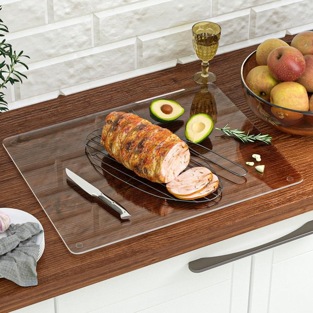 2Pcs Transparent Acrylic Cutting Board Anti-Slip Kitchen Countertop Protector
