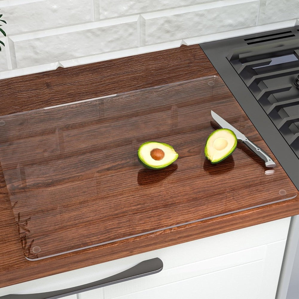 2Pcs Transparent Acrylic Cutting Board Anti-Slip Kitchen Countertop Protector