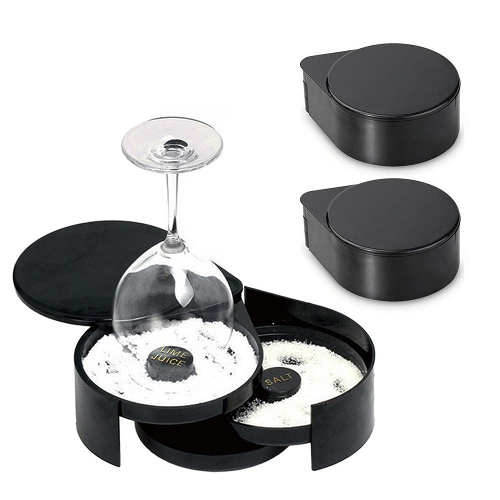 2Pcs 3-Tier Bar Juice Cocktail Seasoning Box Salt and Sugar Container